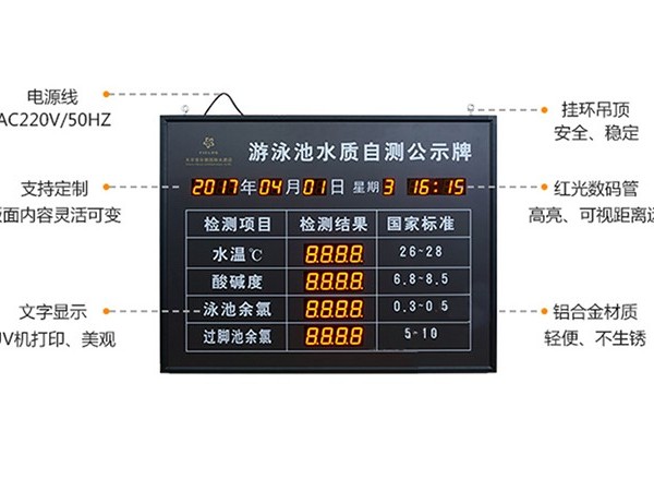 游泳池水質實時檢測屏